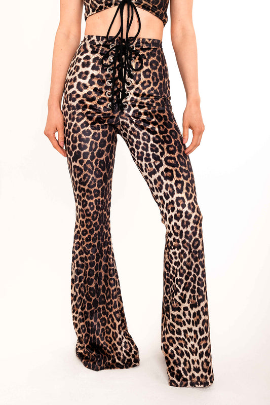 Stevie Flared Trousers - Golden Leopard