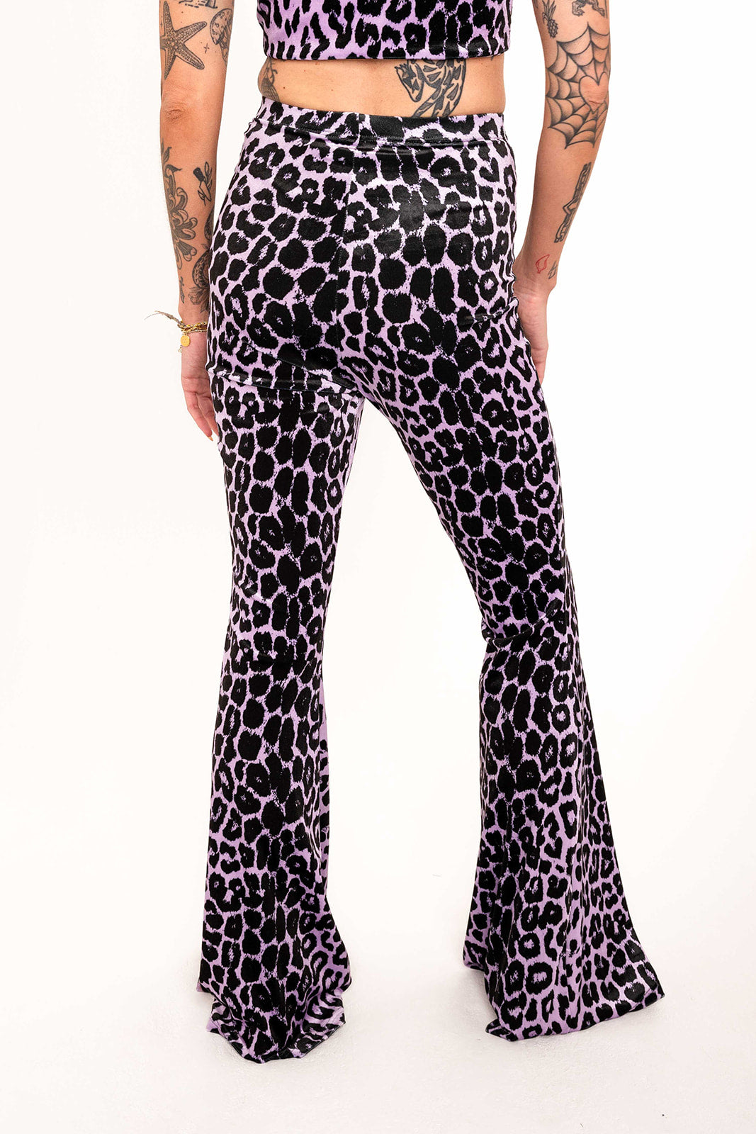 Flared Trousers - Lavender Leopard