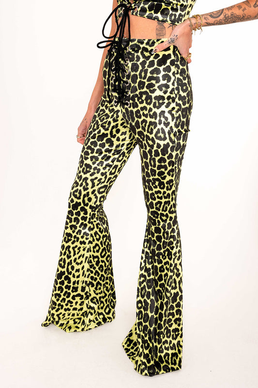Stevie Flared Trousers - Lemon Leopard