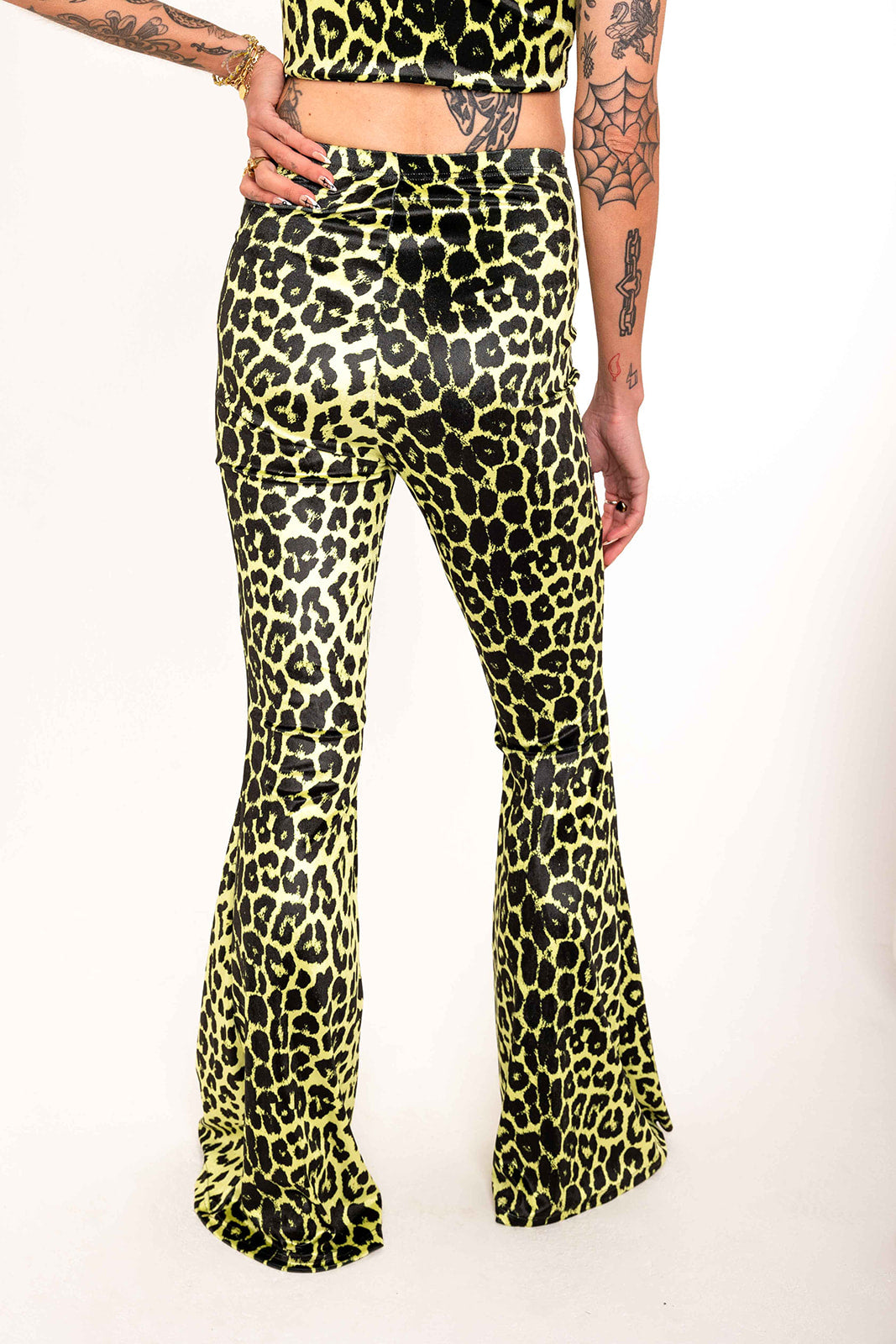 Stevie Flared Trousers - Lemon Leopard