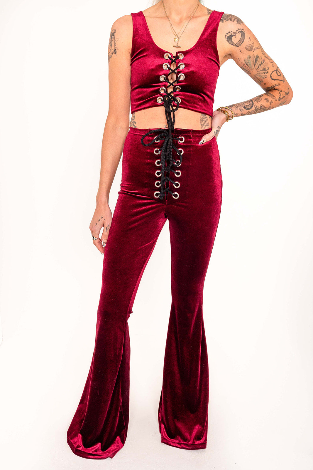 Stevie Flared Trousers - Wine