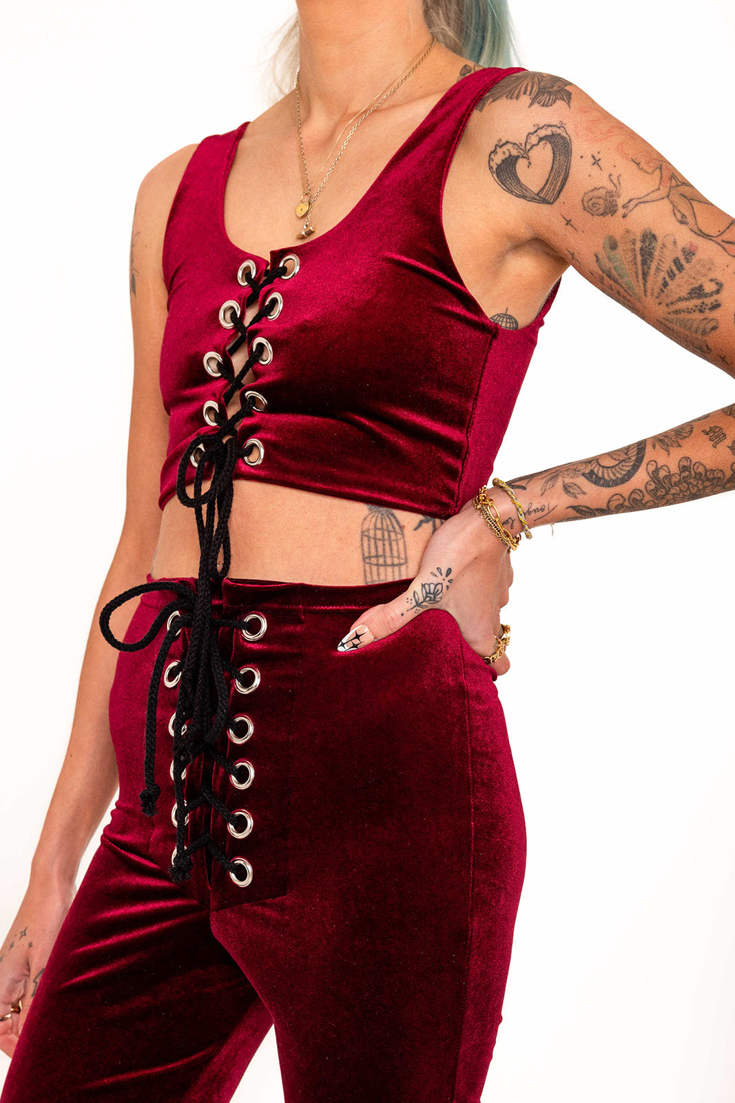 Stevie Flared Trousers - Wine