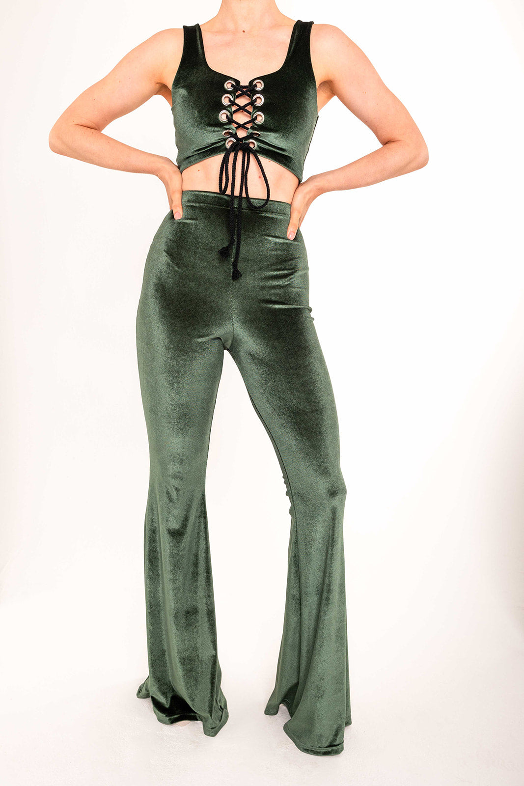 Flared Trousers - Olive