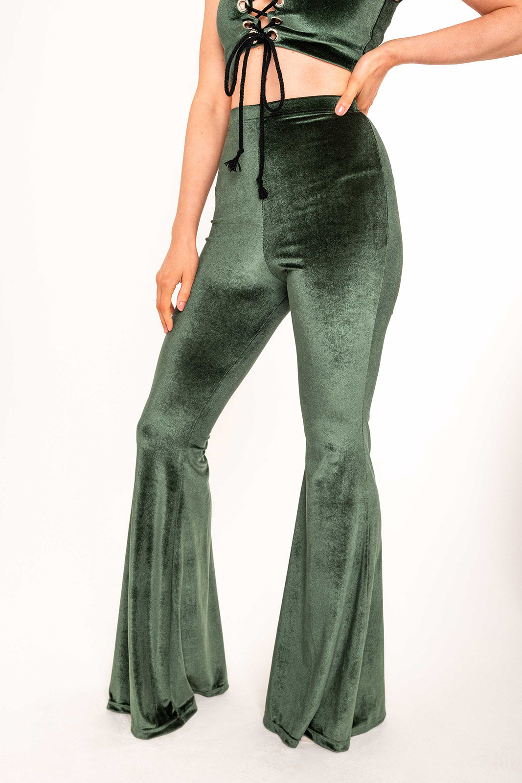 Flared Trousers - Olive