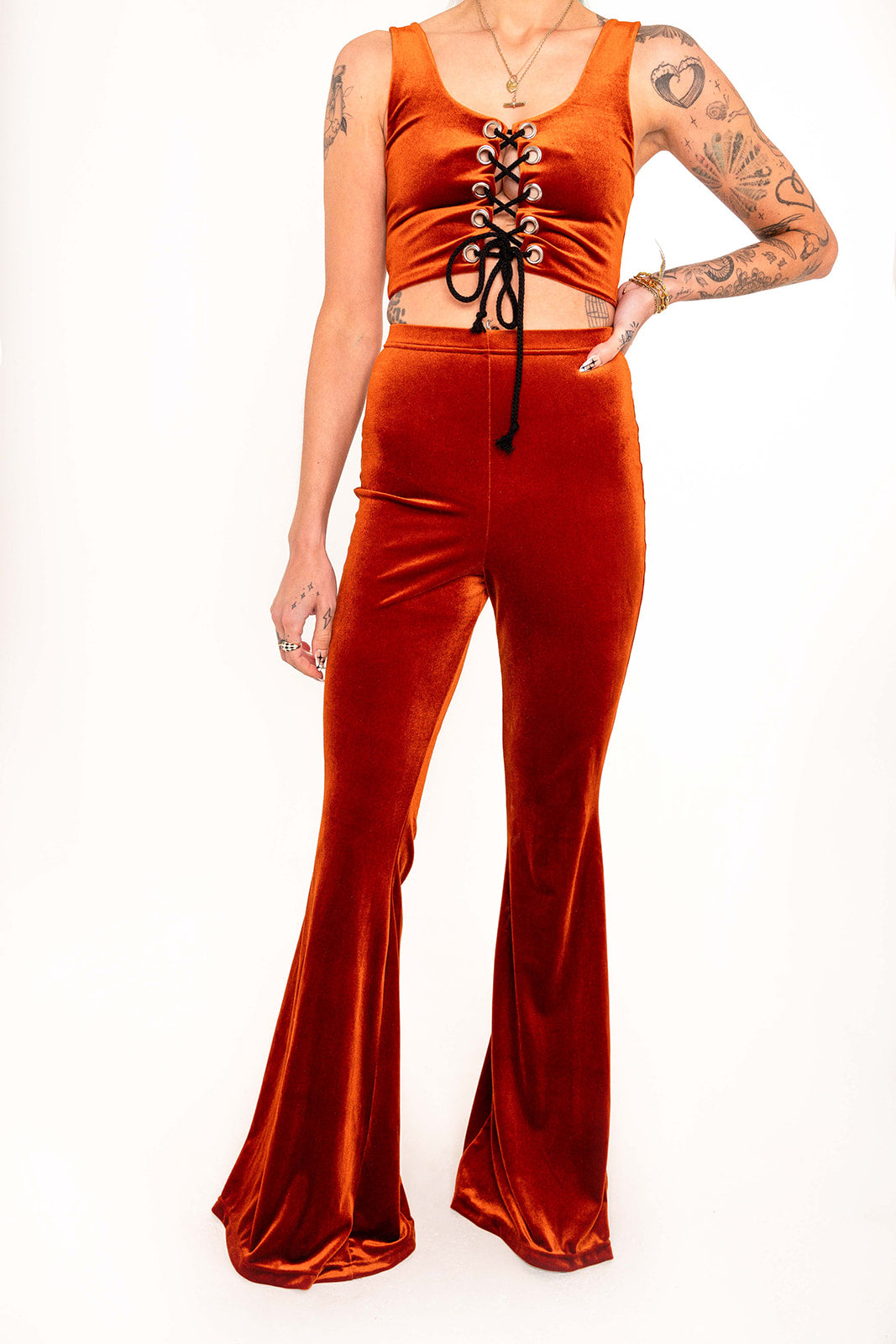 Flared Trousers - Rust