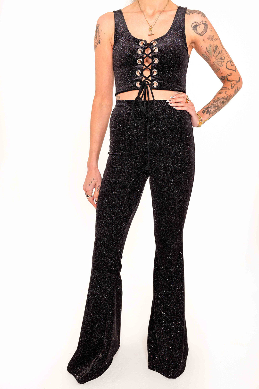 Flared Trousers - Glitter