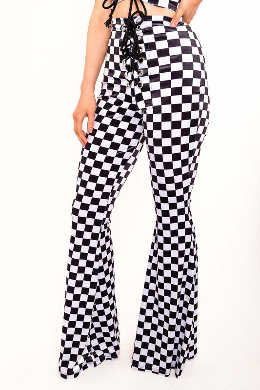 Stevie Flared Trousers - Checkerboard