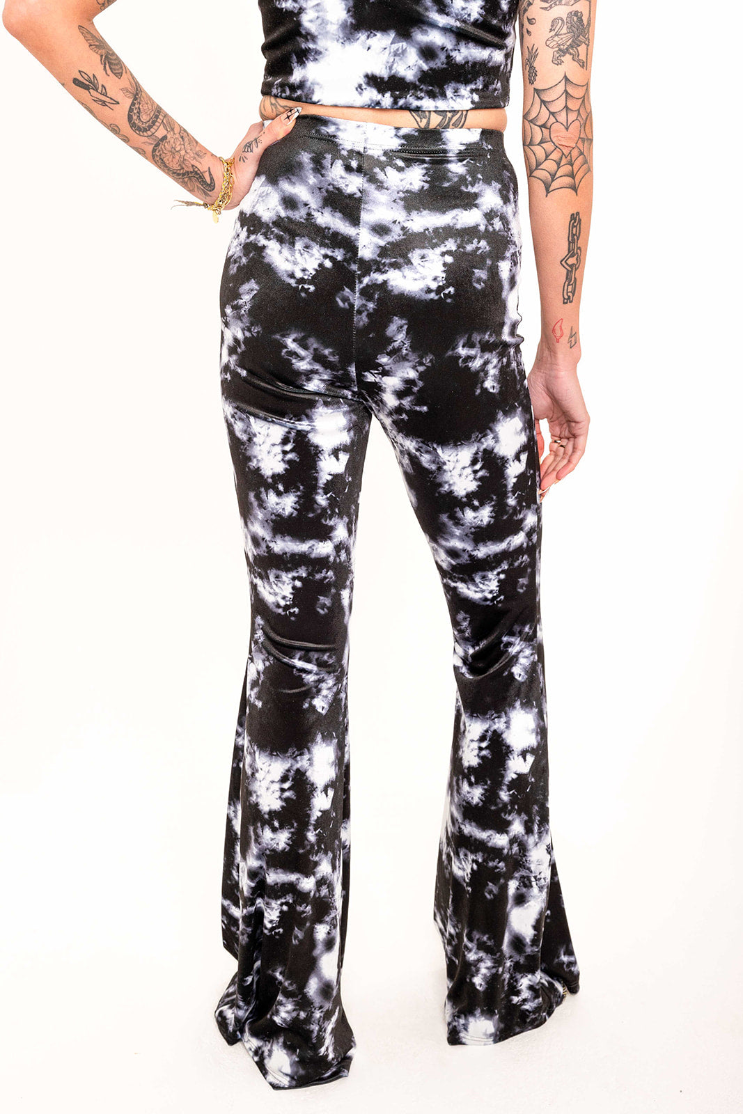 Flared Trousers - Black Tie Dye