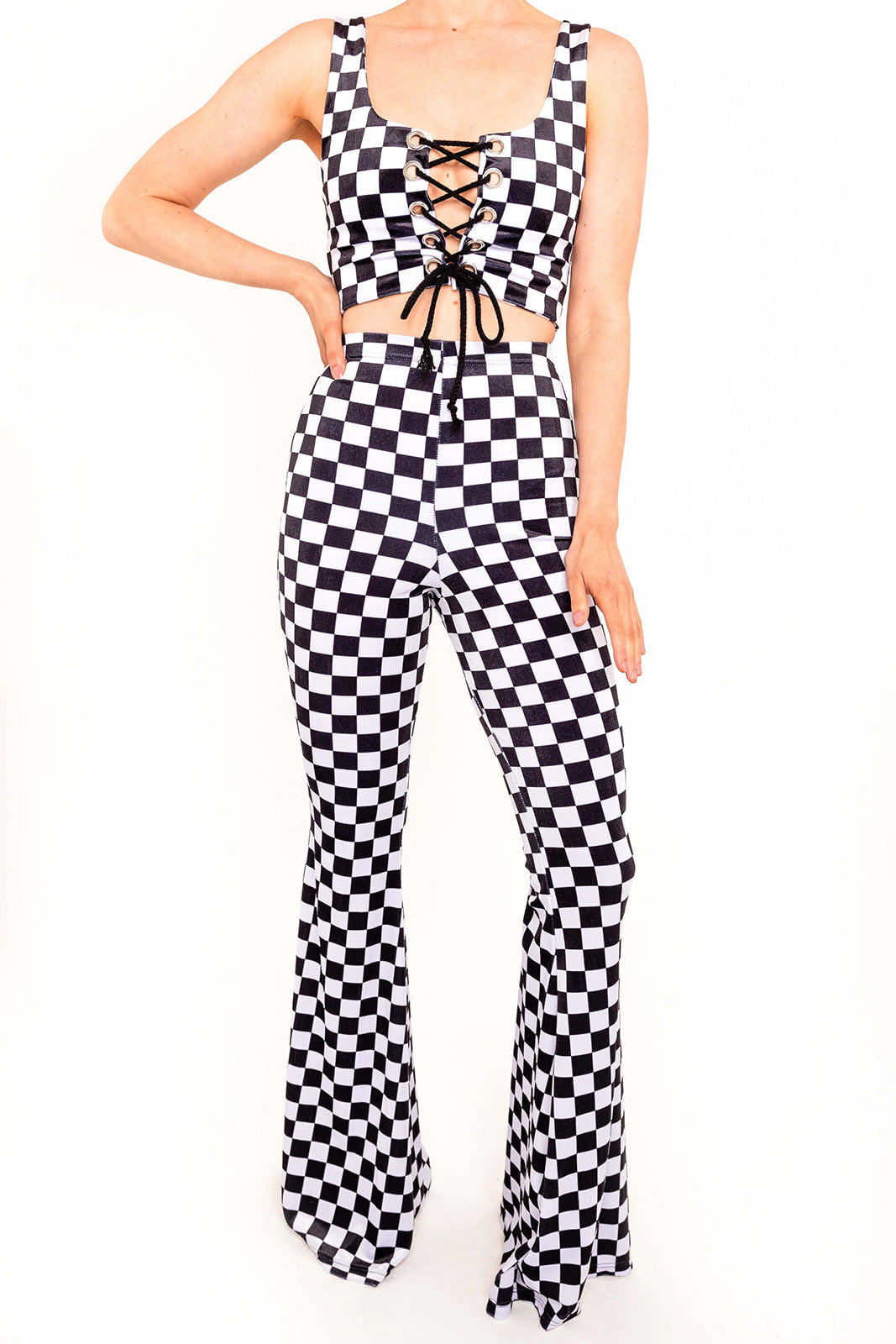 Flared Trousers - Checkerboard