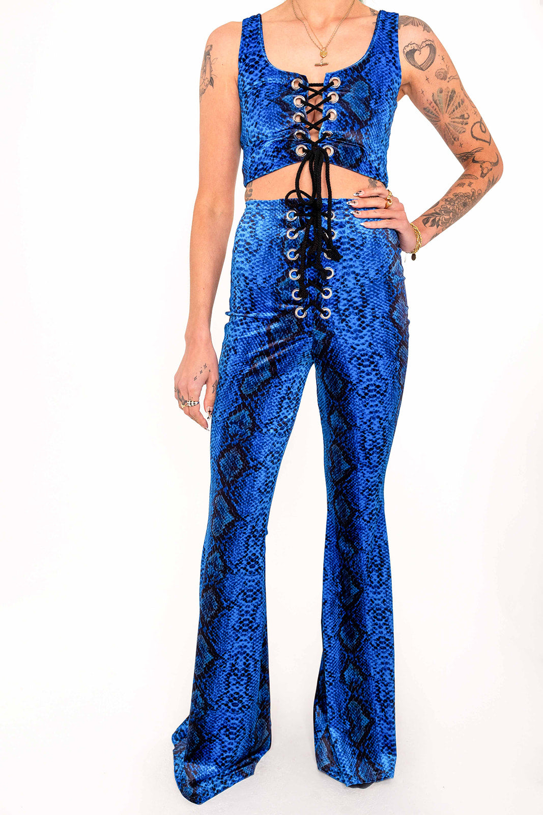 Stevie Flared Trousers - Royal Blue Serpent