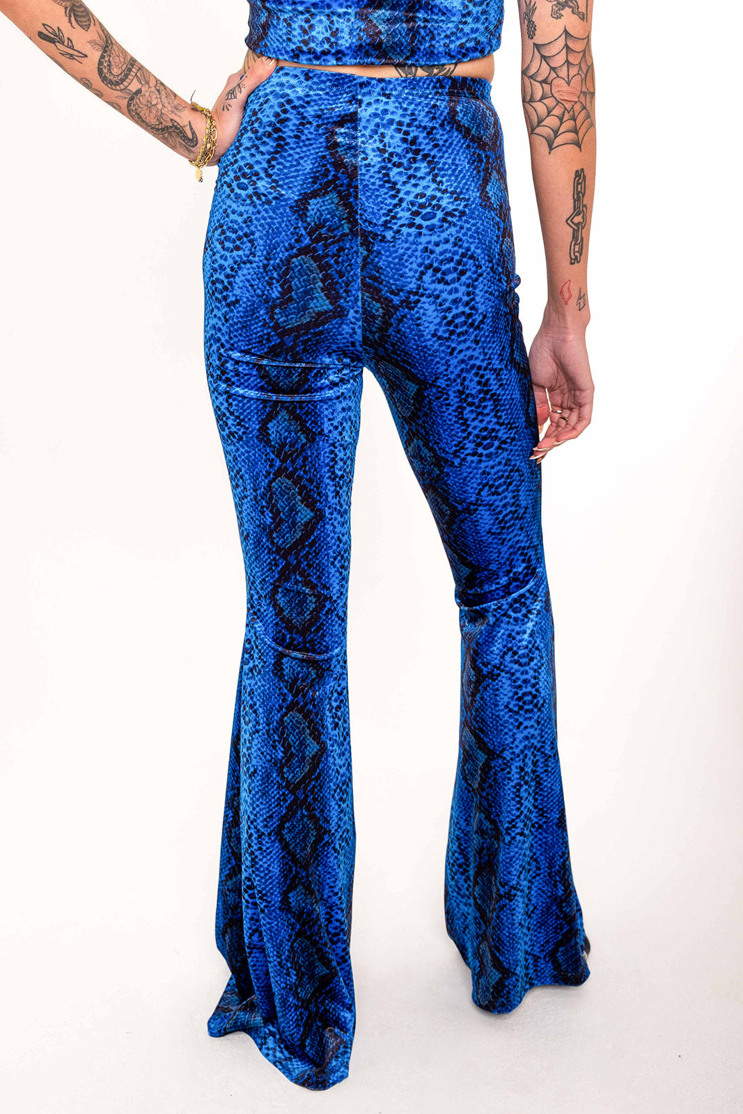 Flared Trousers - Royal Blue Serpent