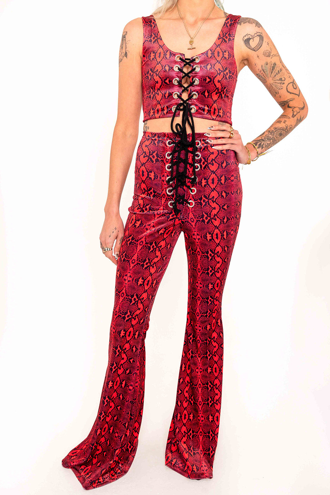 Stevie Flared Trousers - Red serpent