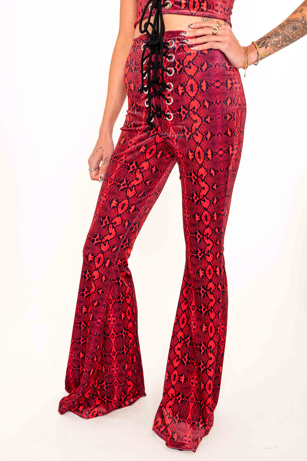 Stevie Flared Trousers - Red serpent