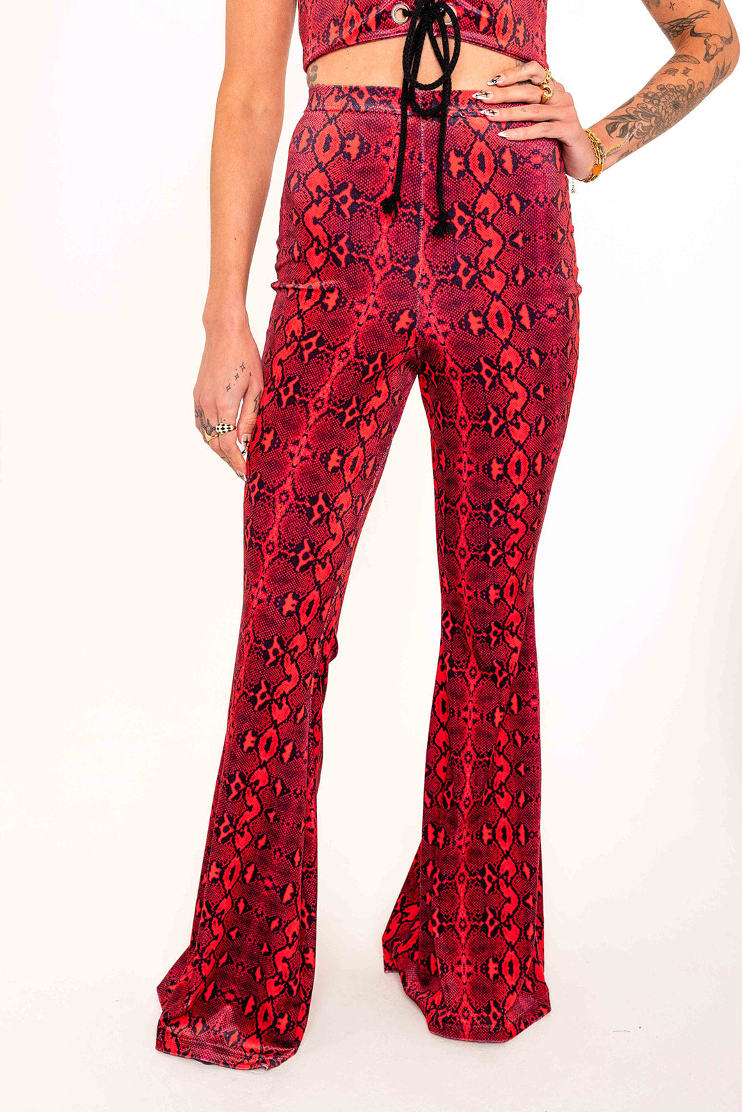 Flared Trousers - Red Serpent