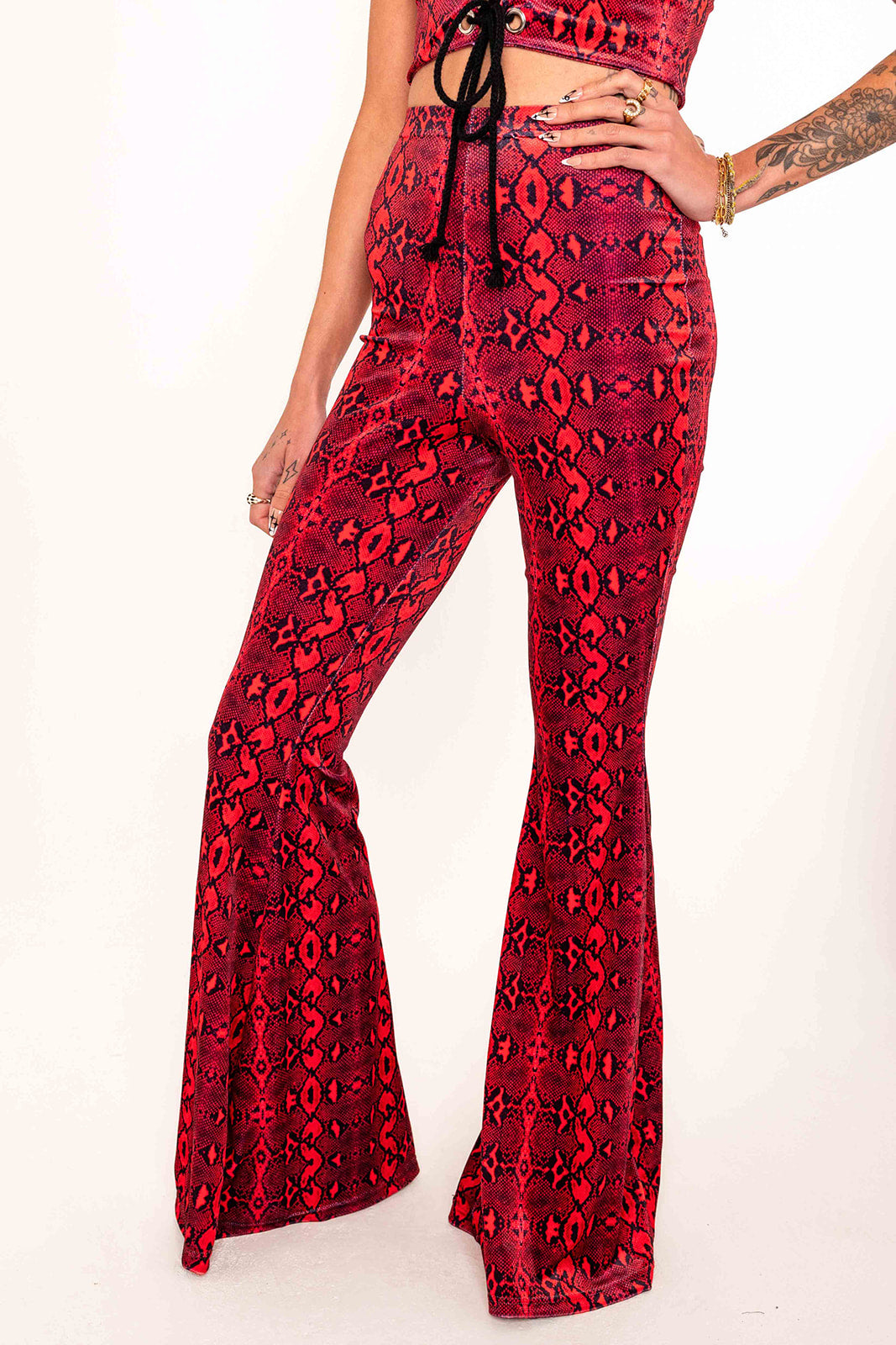 Flared Trousers - Red Serpent