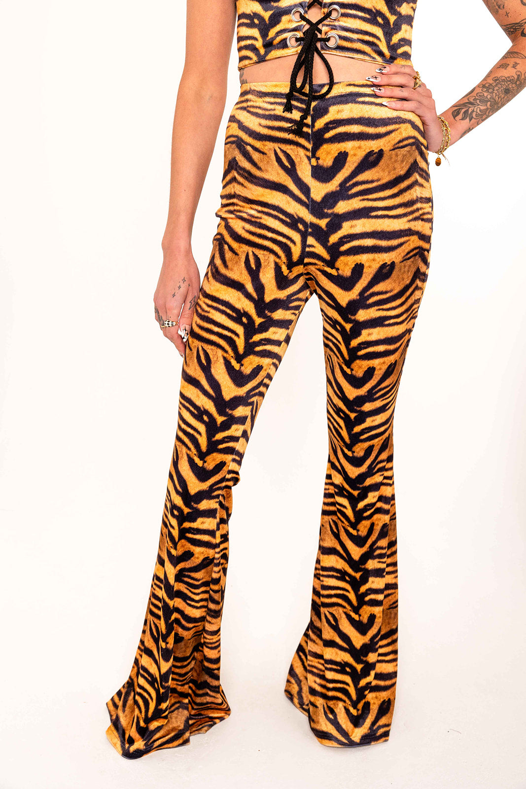 Flared Trousers - Mustard Tiger