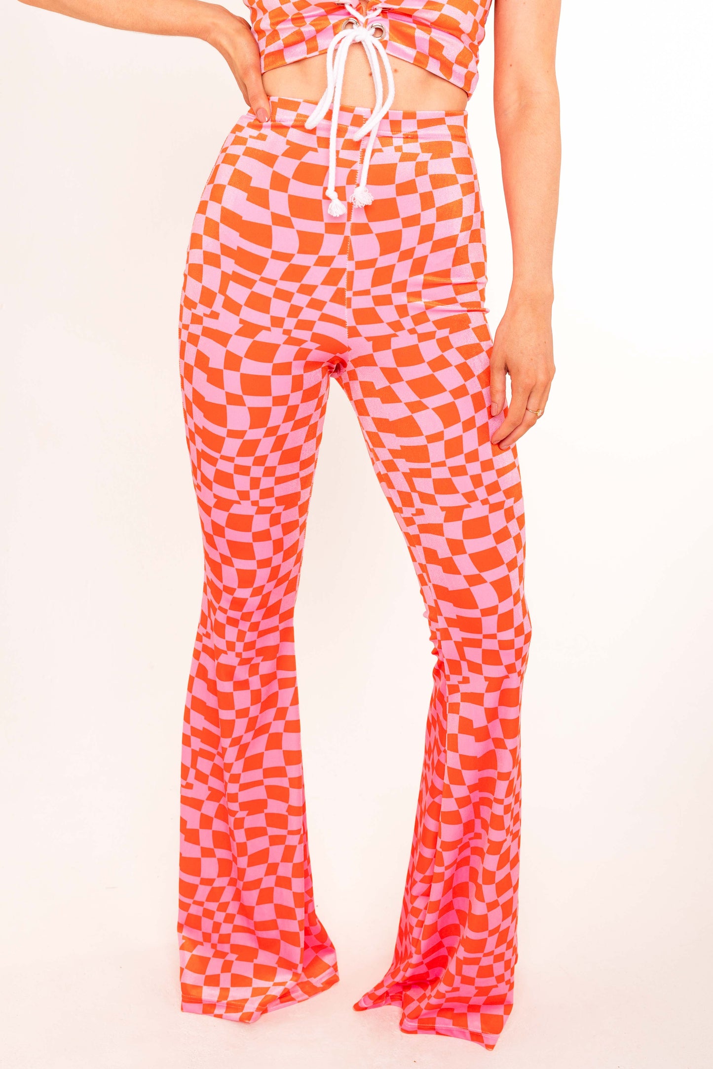SAMPLE Flared Trousers -Trippy check