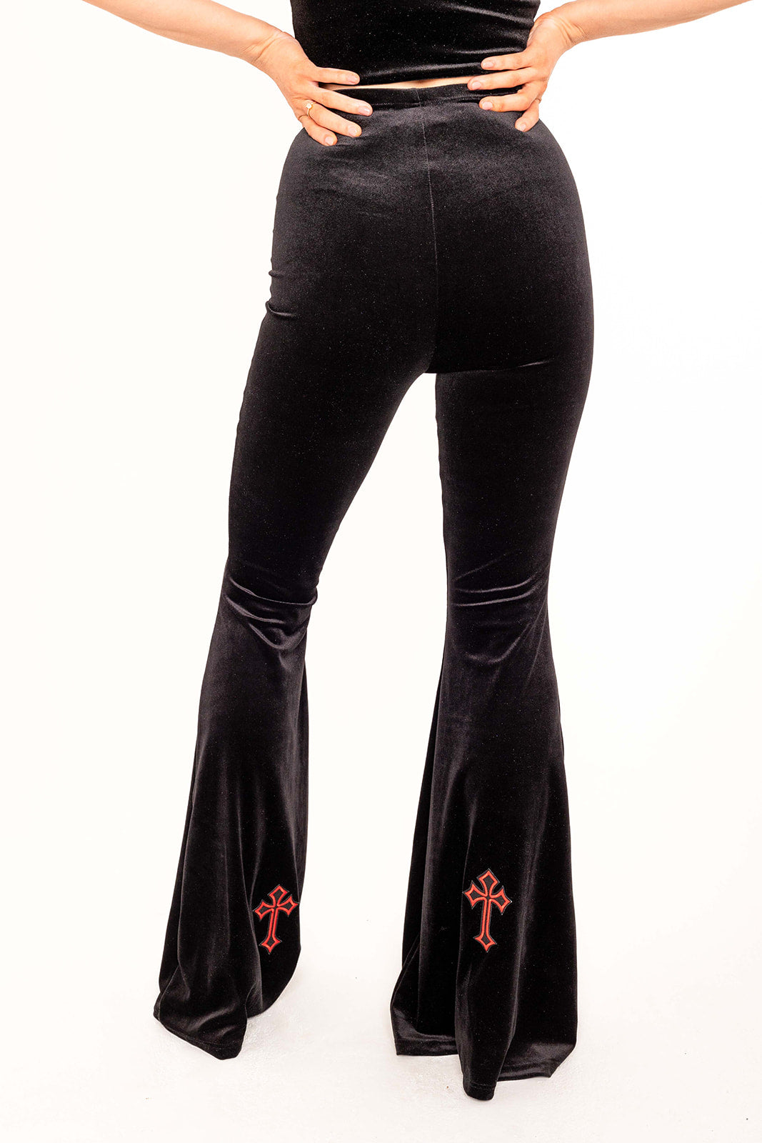 Buffy Flared Trousers - Black / Red