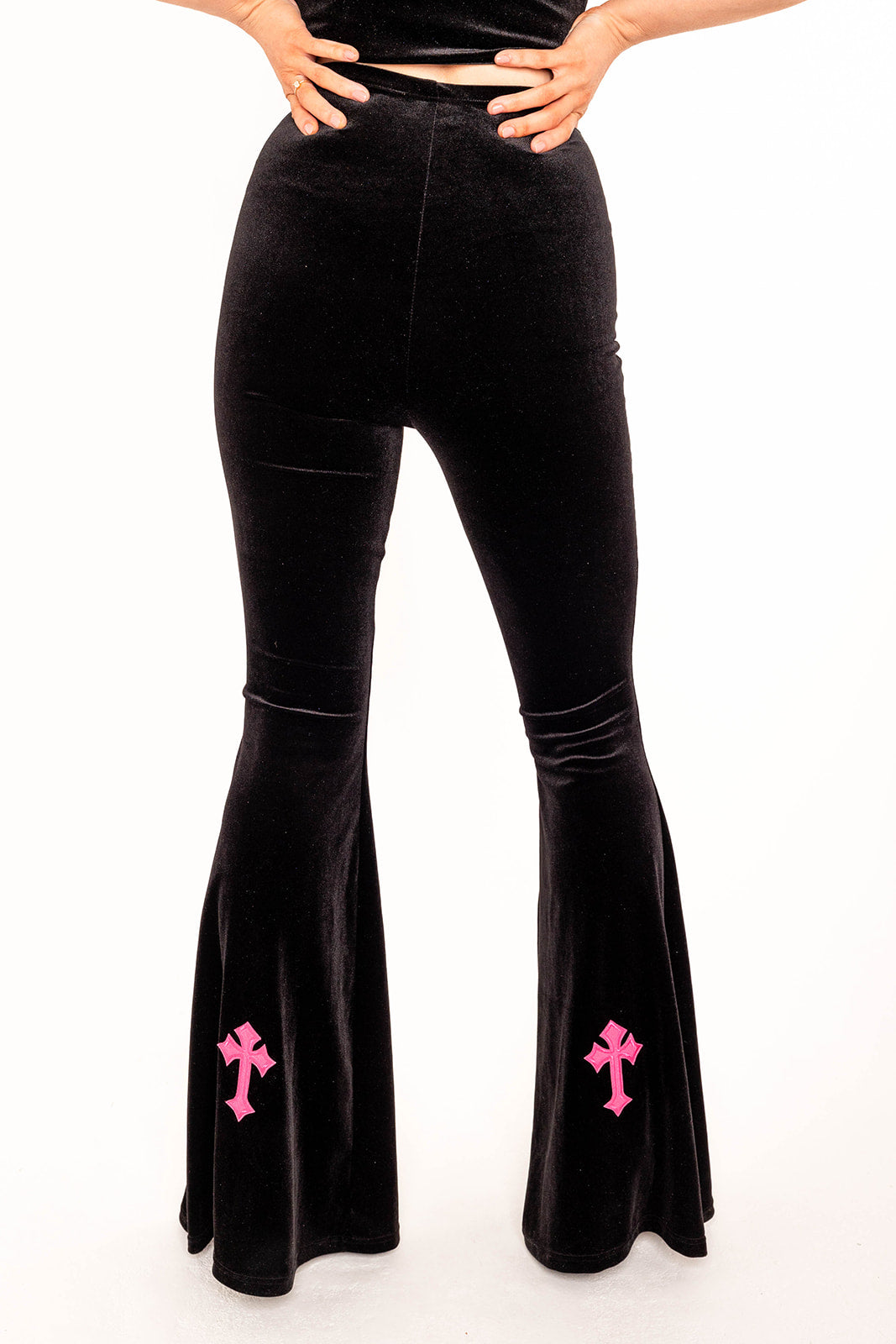 Buffy Flared Trousers - Black / Pink
