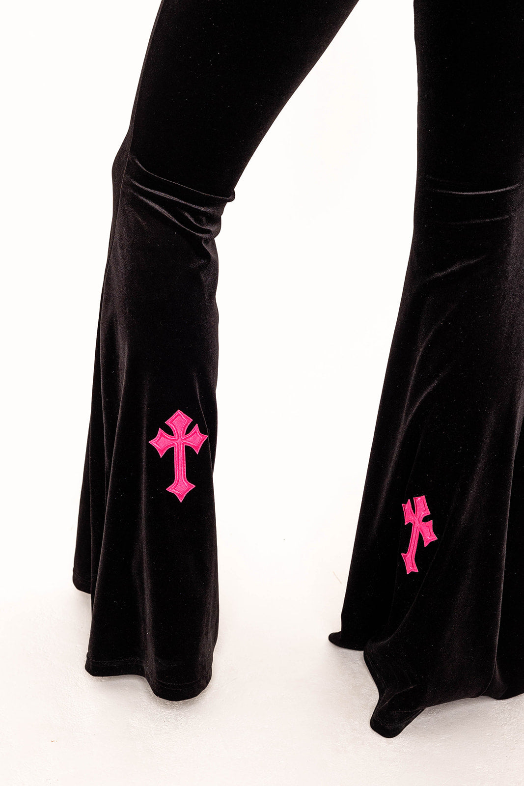 Flared Trousers - Buffy - Black / Pink