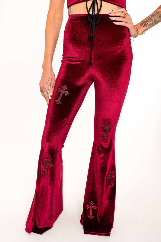 Flared Trousers - Buffy - Wine / Burgundy