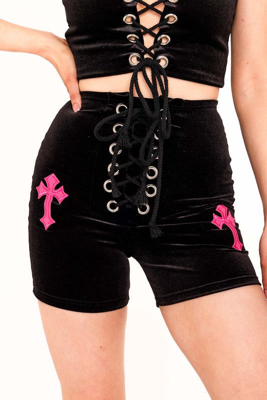 Buffy Shorts in Black / Pink