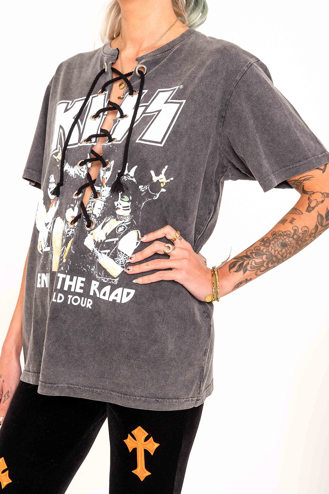 KISS - Washed out - End of the road - Lace Up T-shirt