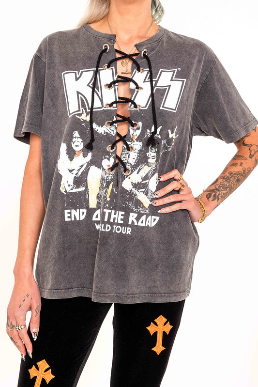 KISS  - Washed out - End of the road - Lace Up T-shirt