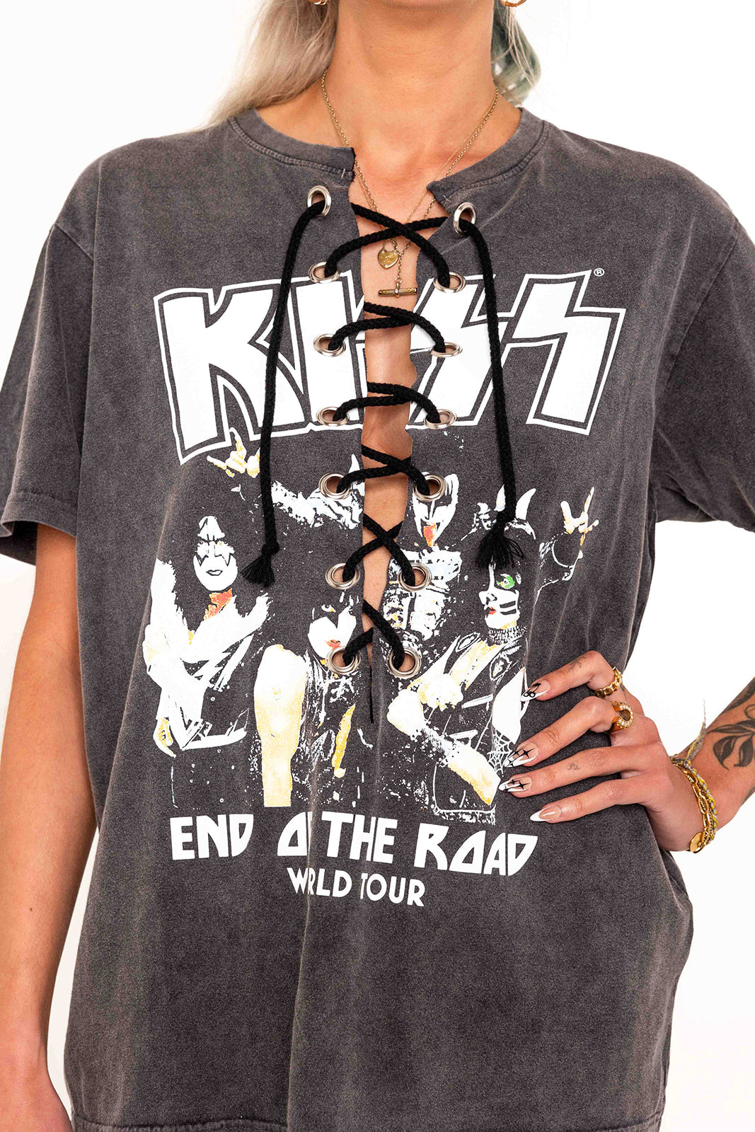 KISS - Washed out - End of the road - Lace Up T-shirt