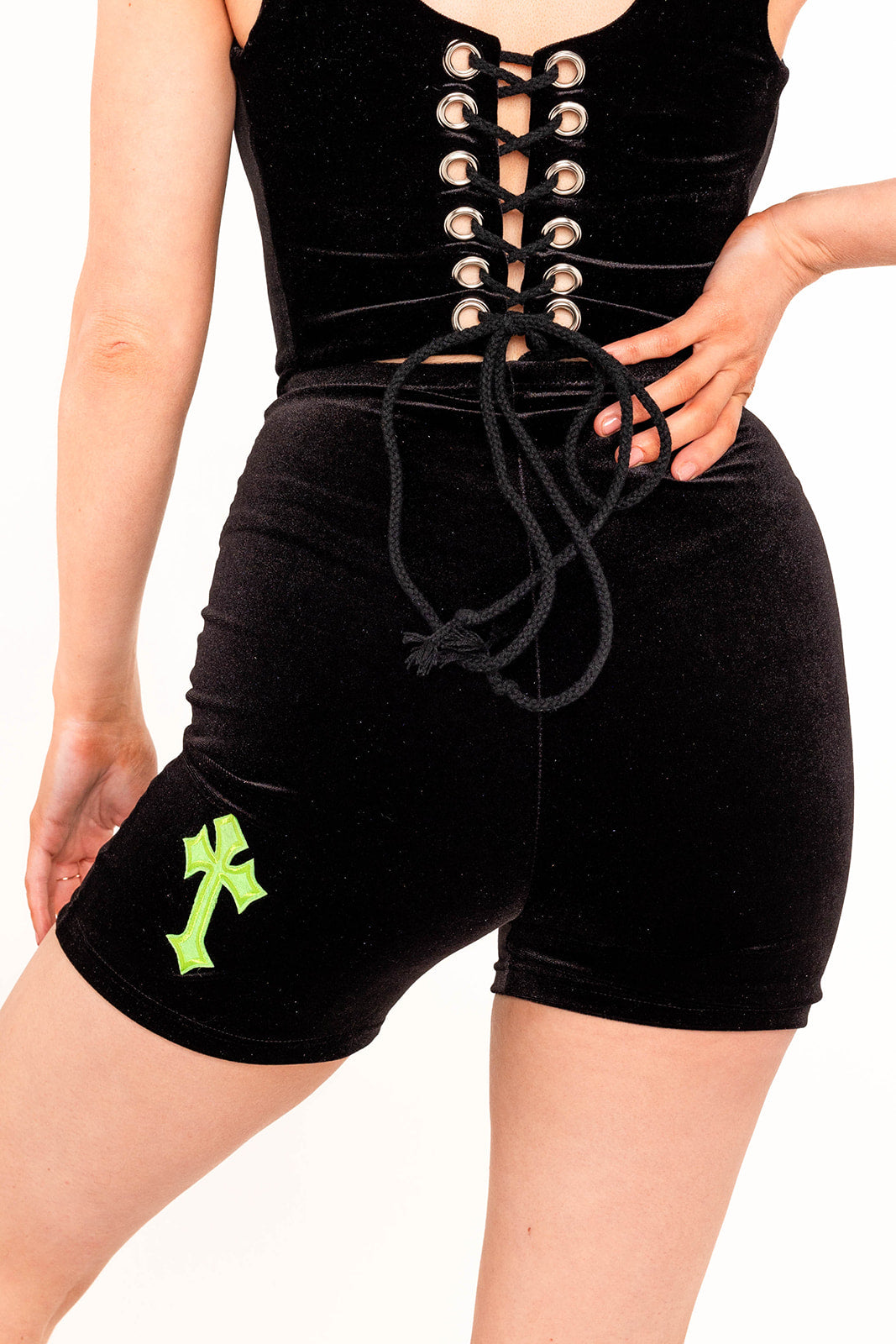 Buffy Shorts in Black / Lime