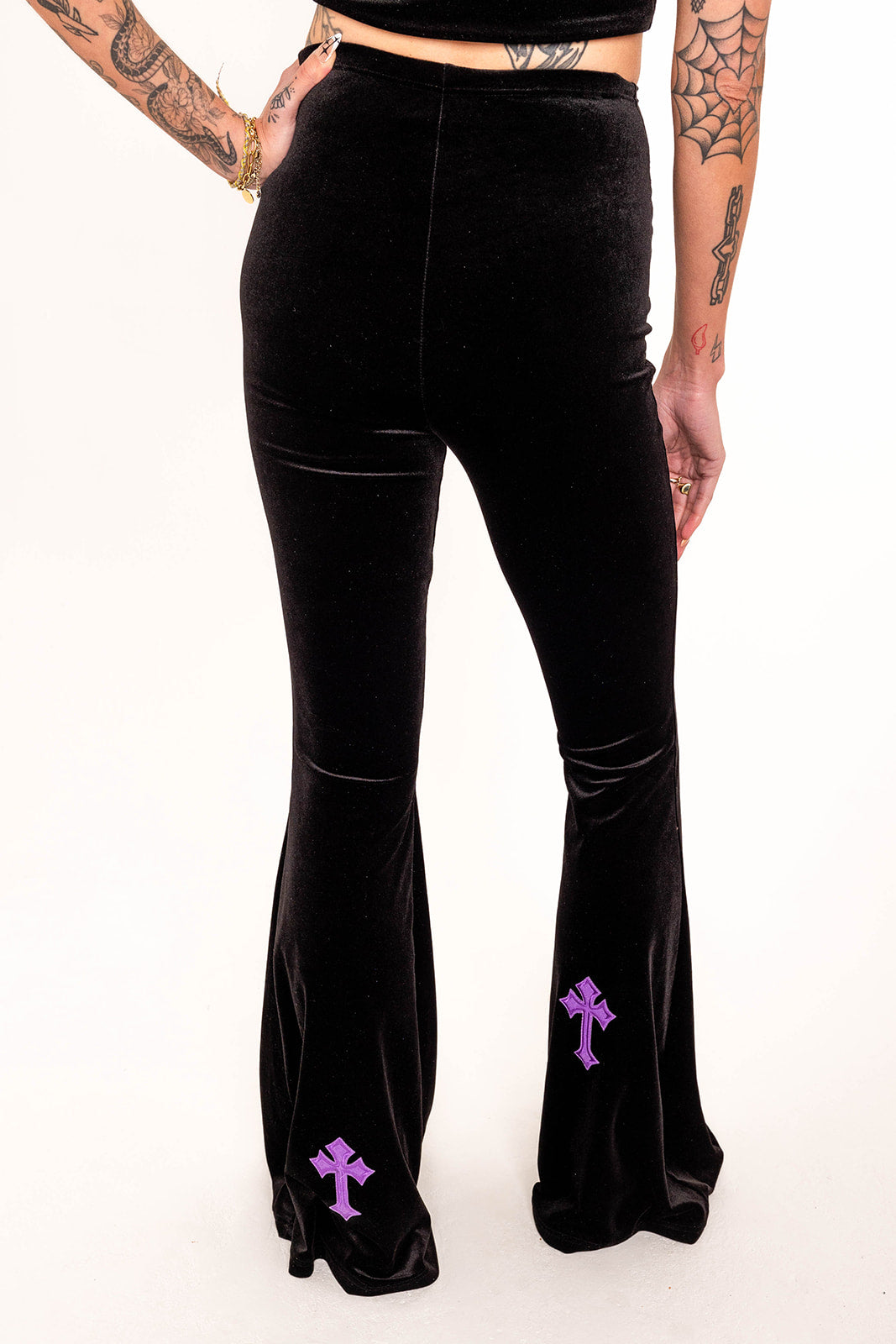 Buffy Flared Trousers - Black / Purple