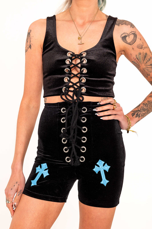 Buffy Shorts in Black / Blue