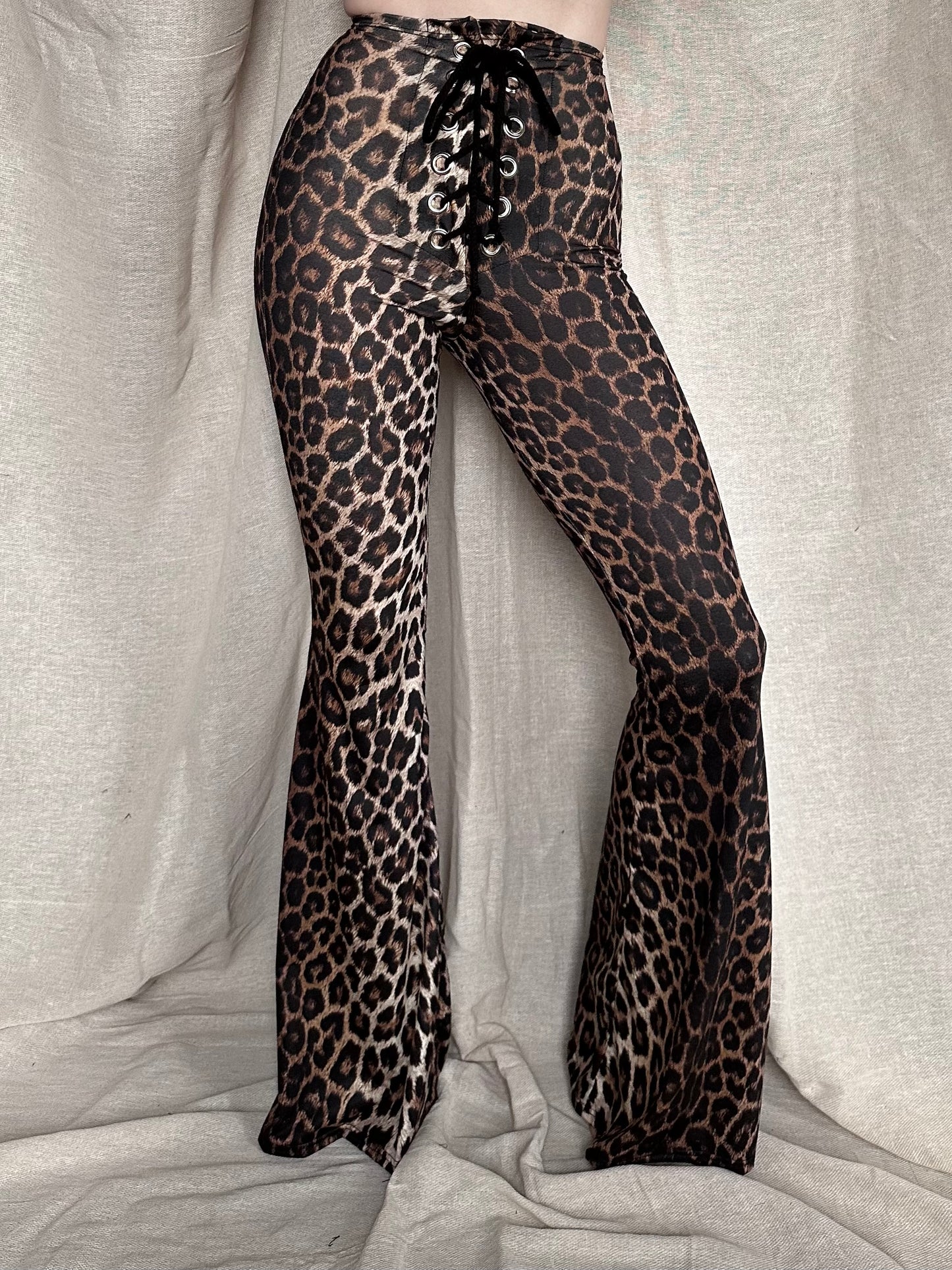 Stevie Flared Trousers - Jersey - Golden Leopard