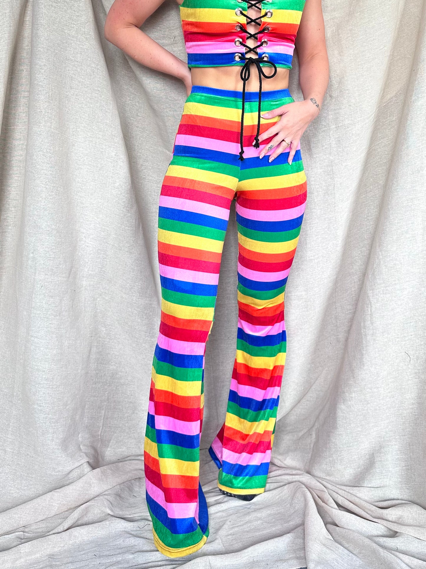 SAMPLE Flared Trousers - Rainbow Stripe