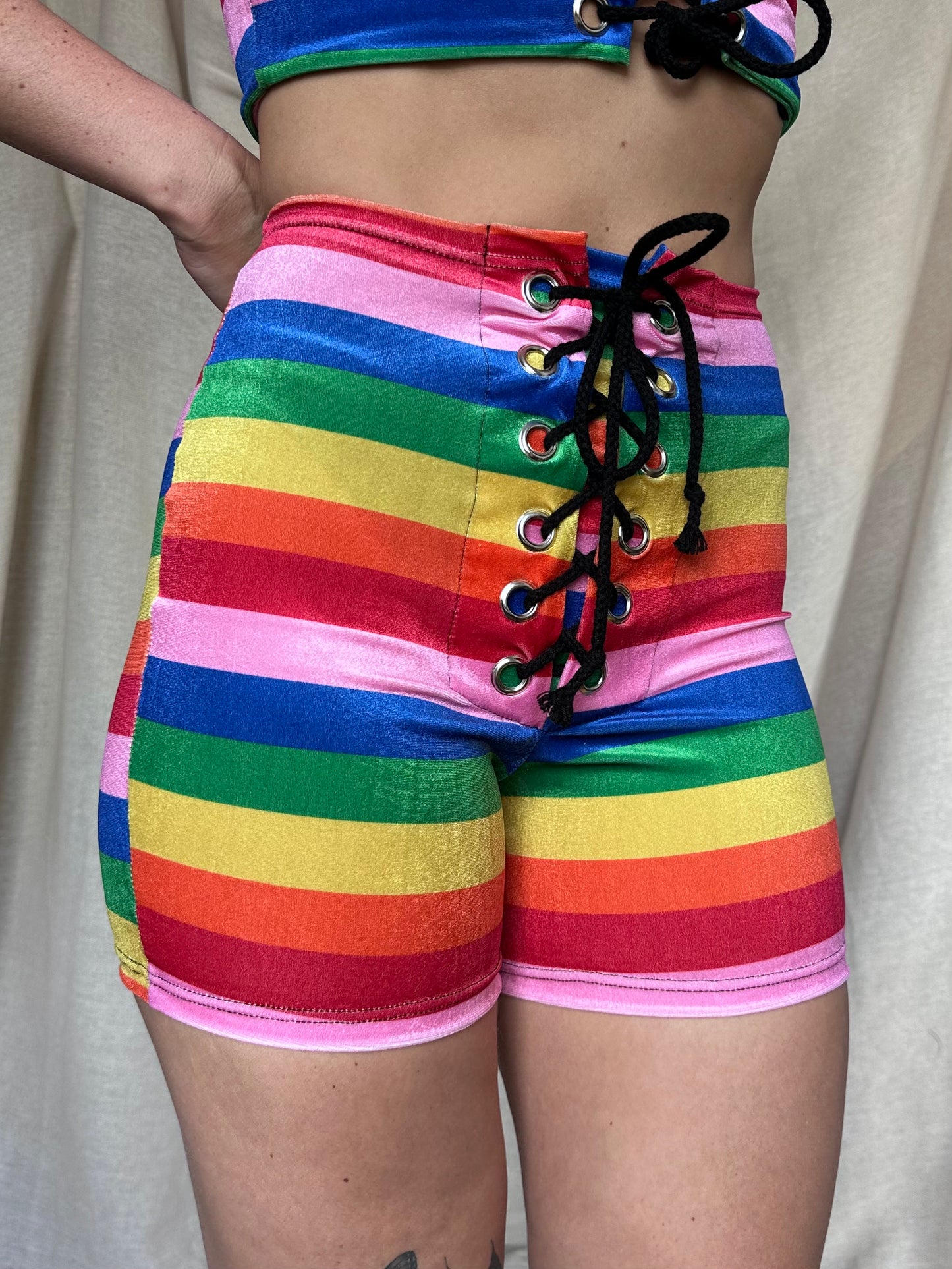 SAMPLE - Stevie Shorts in Rainbow Stripe