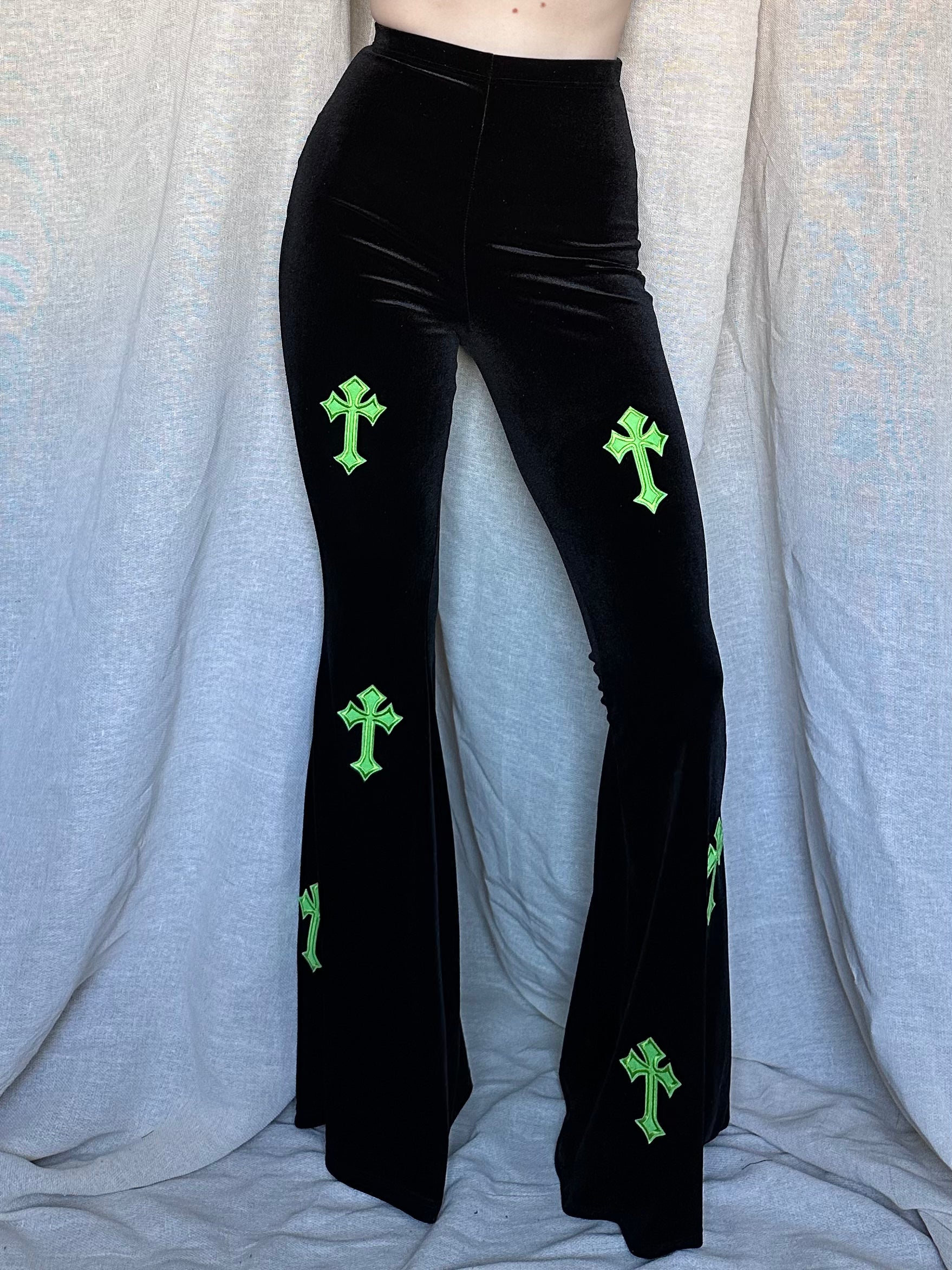 Flared Trousers Buffy Black Lime