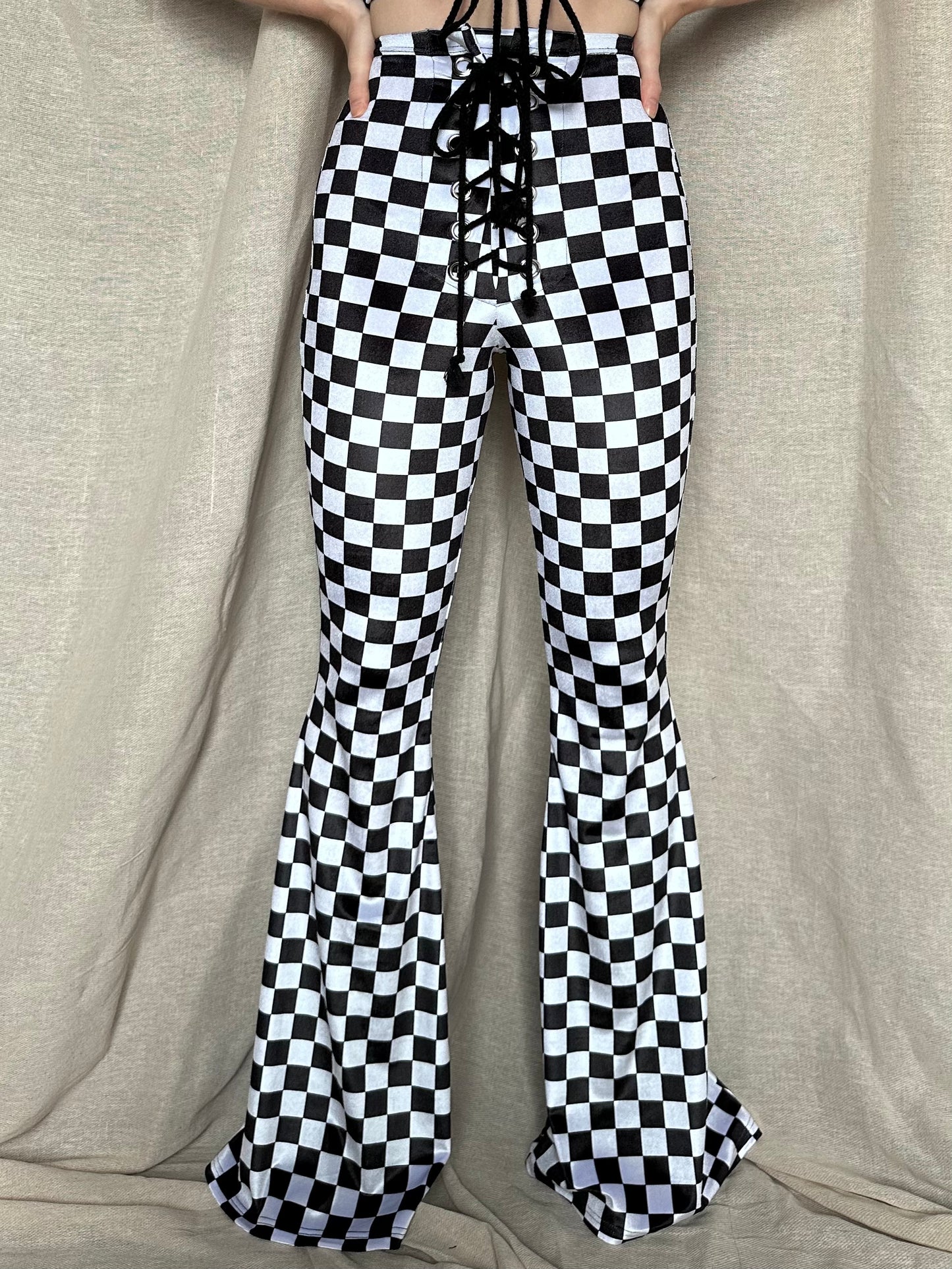 Stevie Flared Trousers - Checkerboard