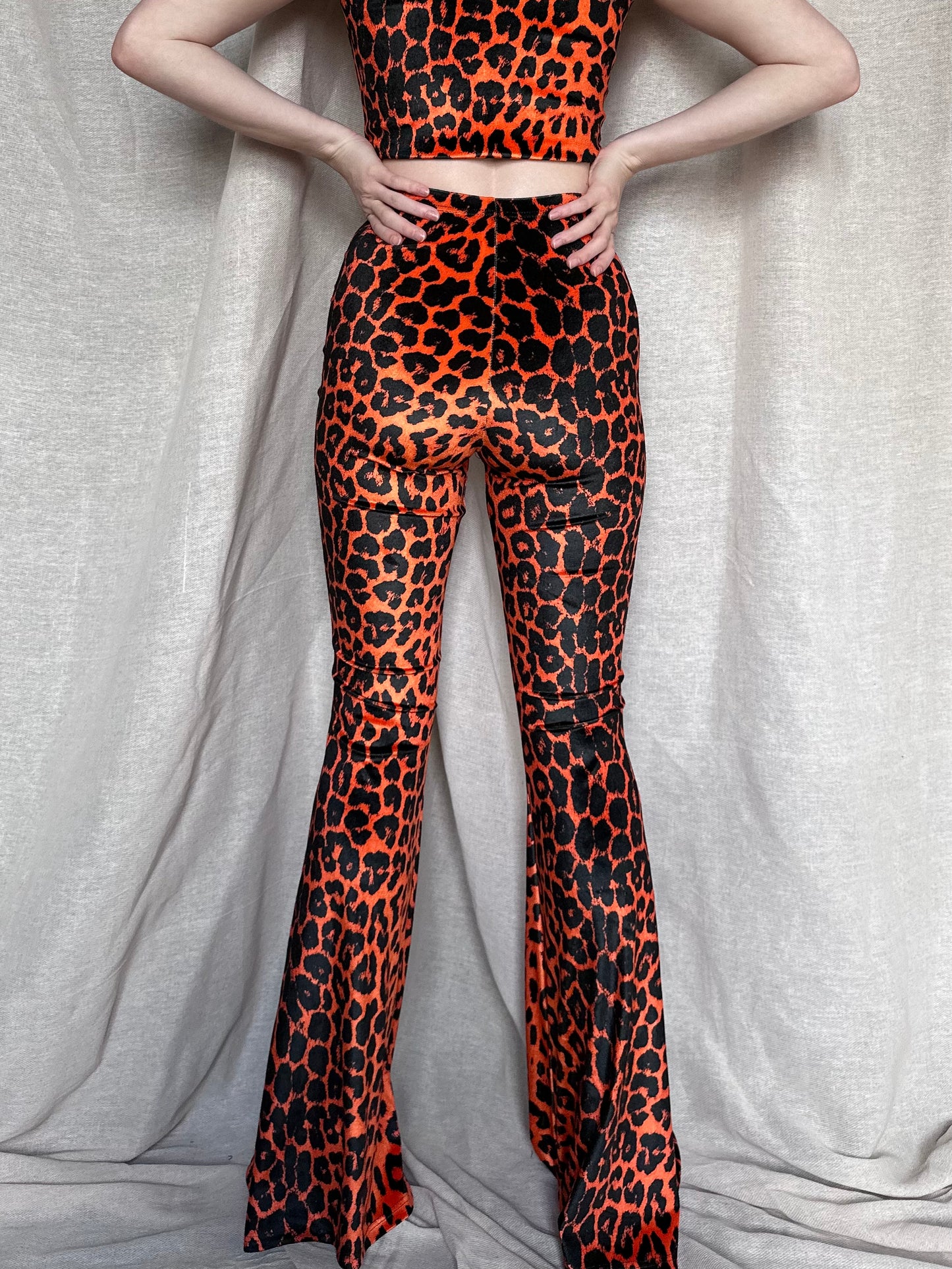 Stevie Flared Trousers - Orange Leopard