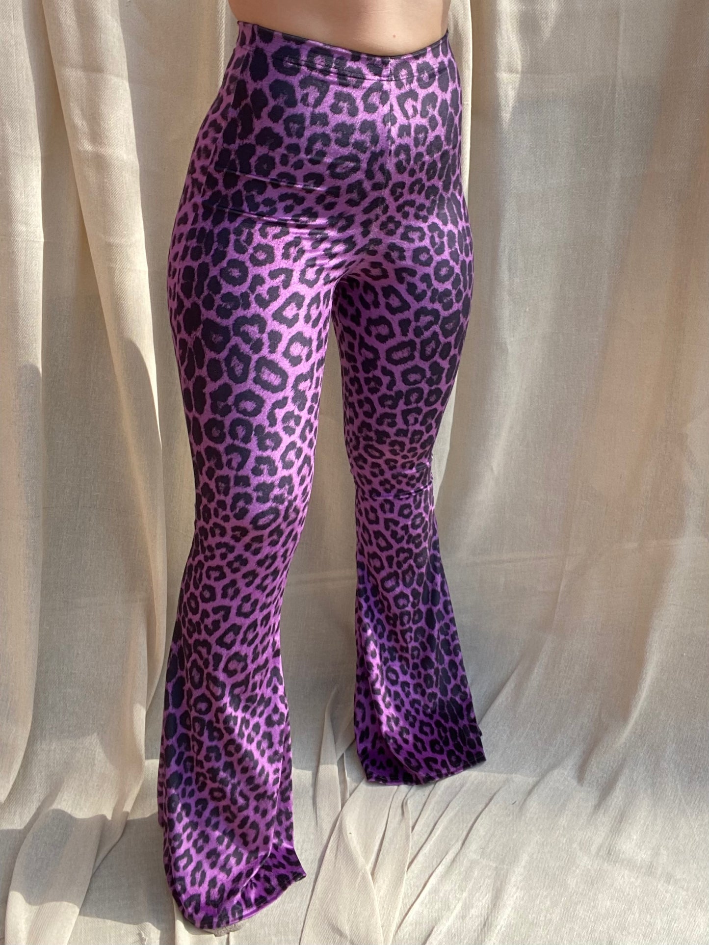 Flared Trousers - Purple Leopard