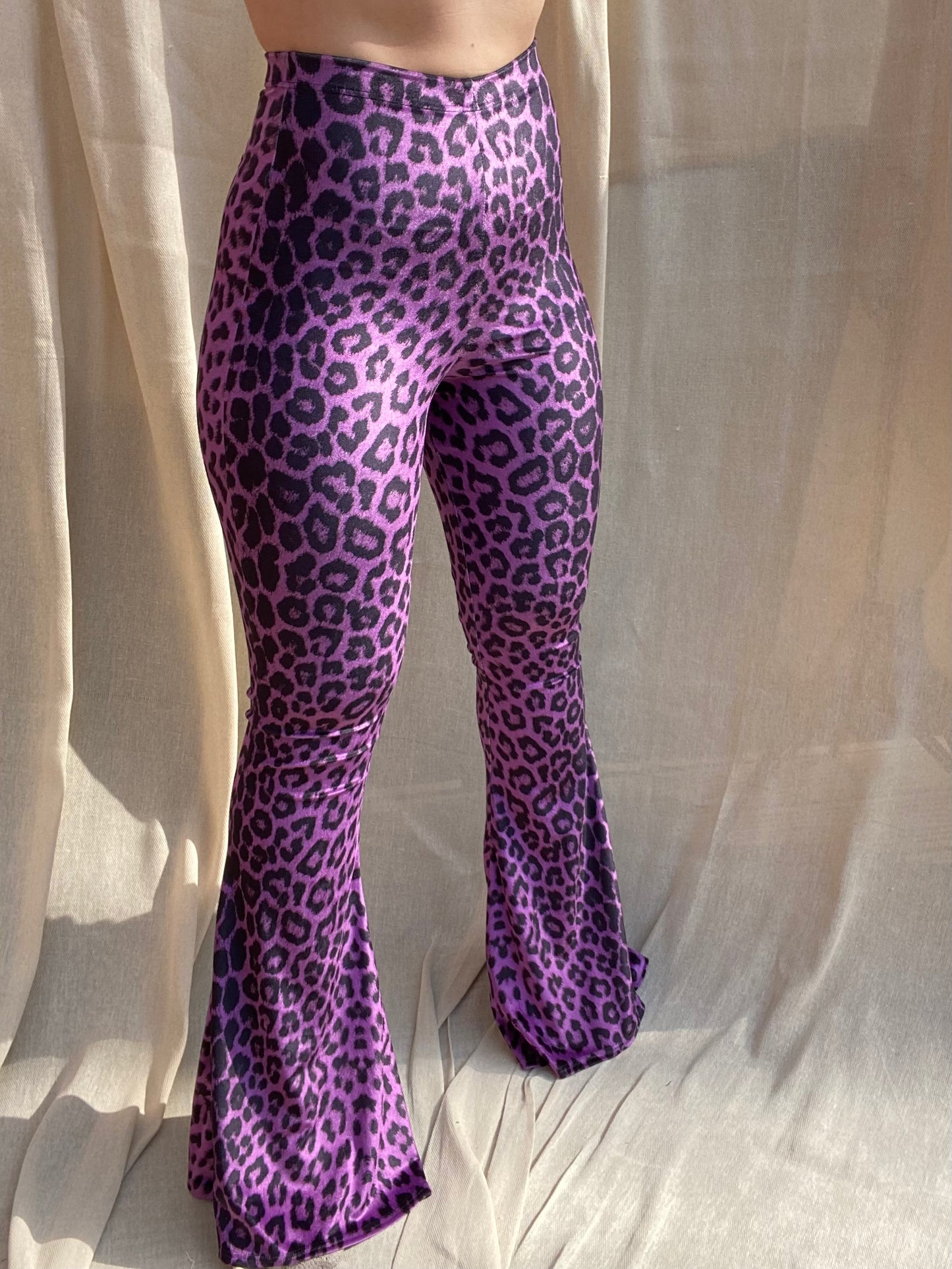 Flared Trousers - Purple Leopard