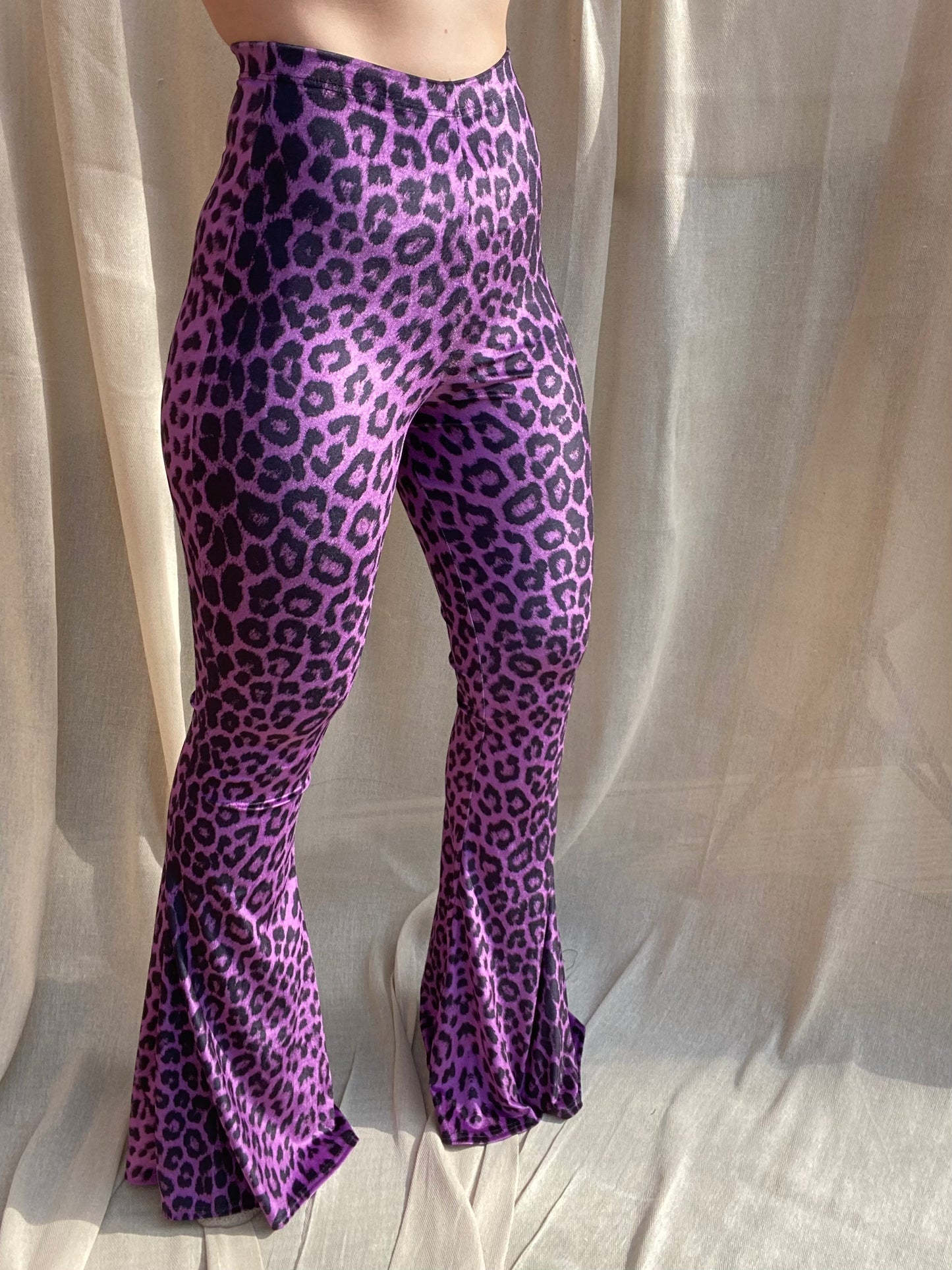 Flared Trousers - Purple Leopard