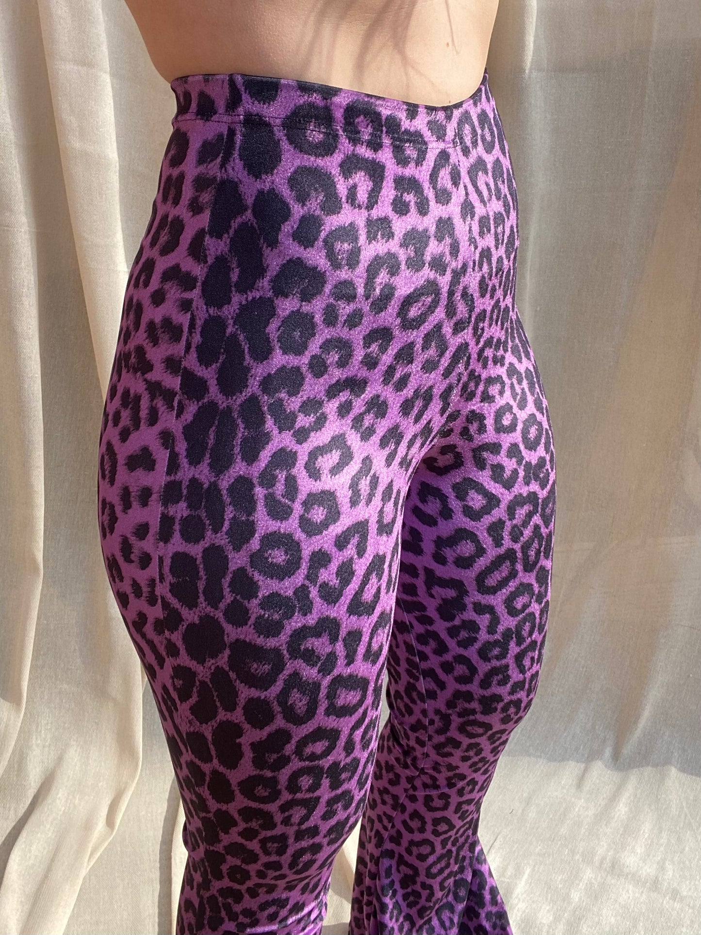 Flared Trousers - Purple Leopard