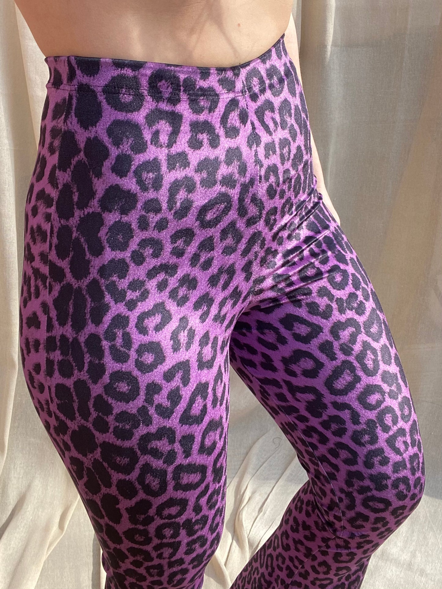 Flared Trousers - Purple Leopard