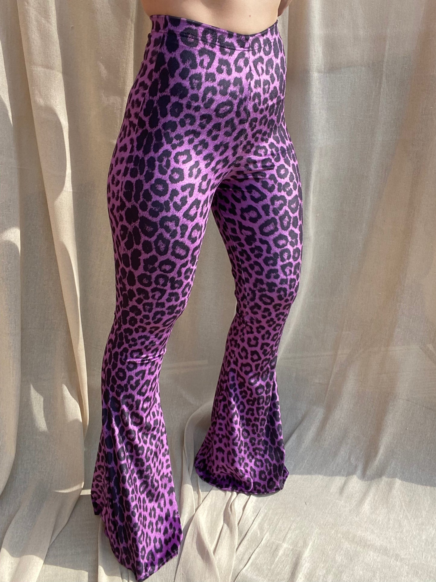 Flared Trousers - Purple Leopard