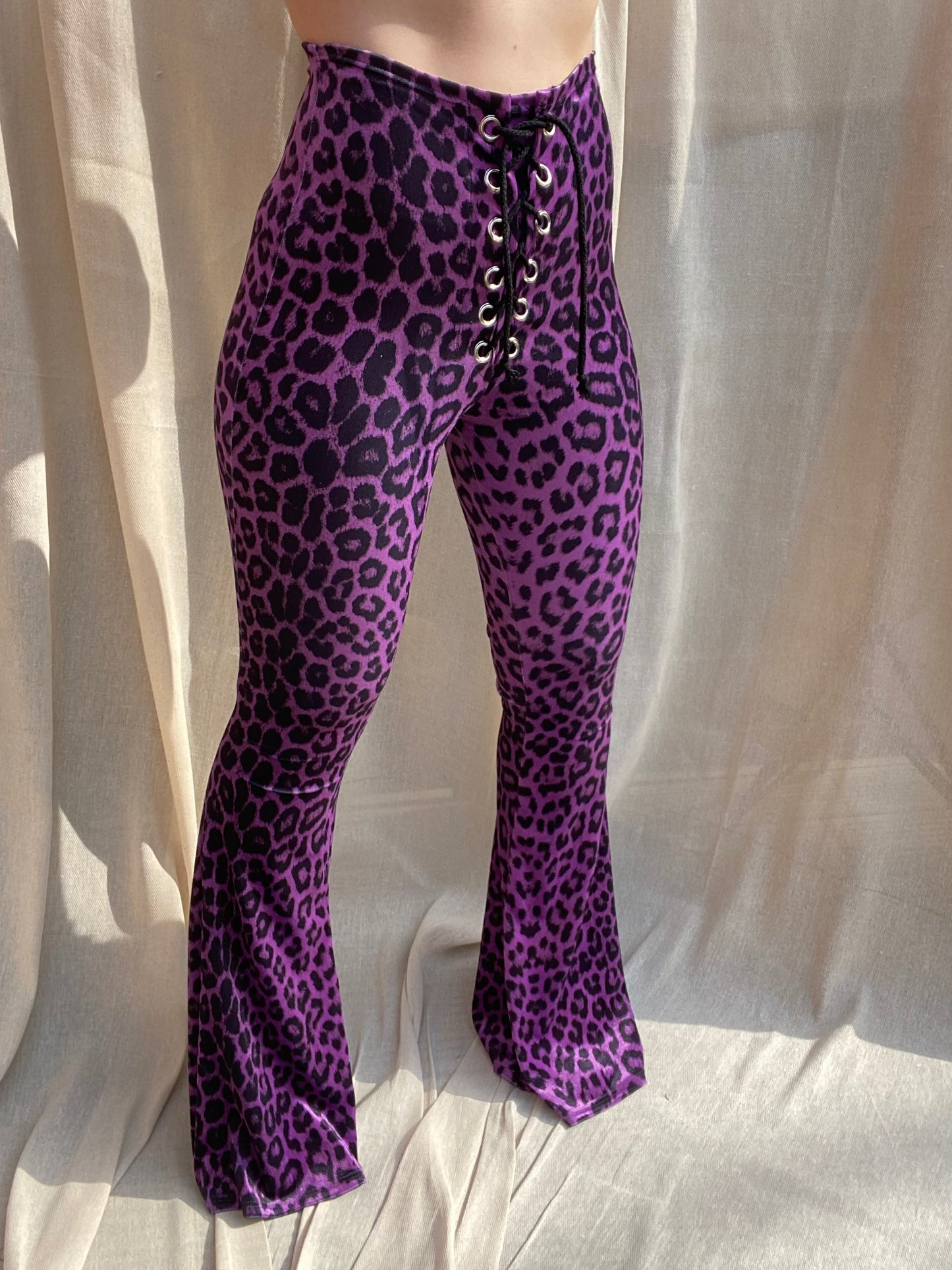 Stevie Flared Trousers - Purple Leopard