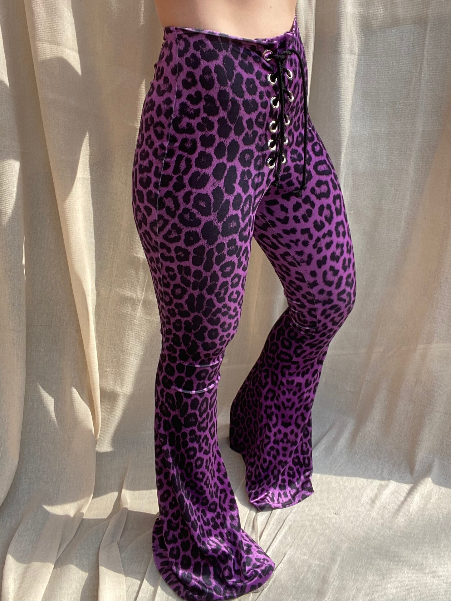Stevie Flared Trousers - Purple Leopard