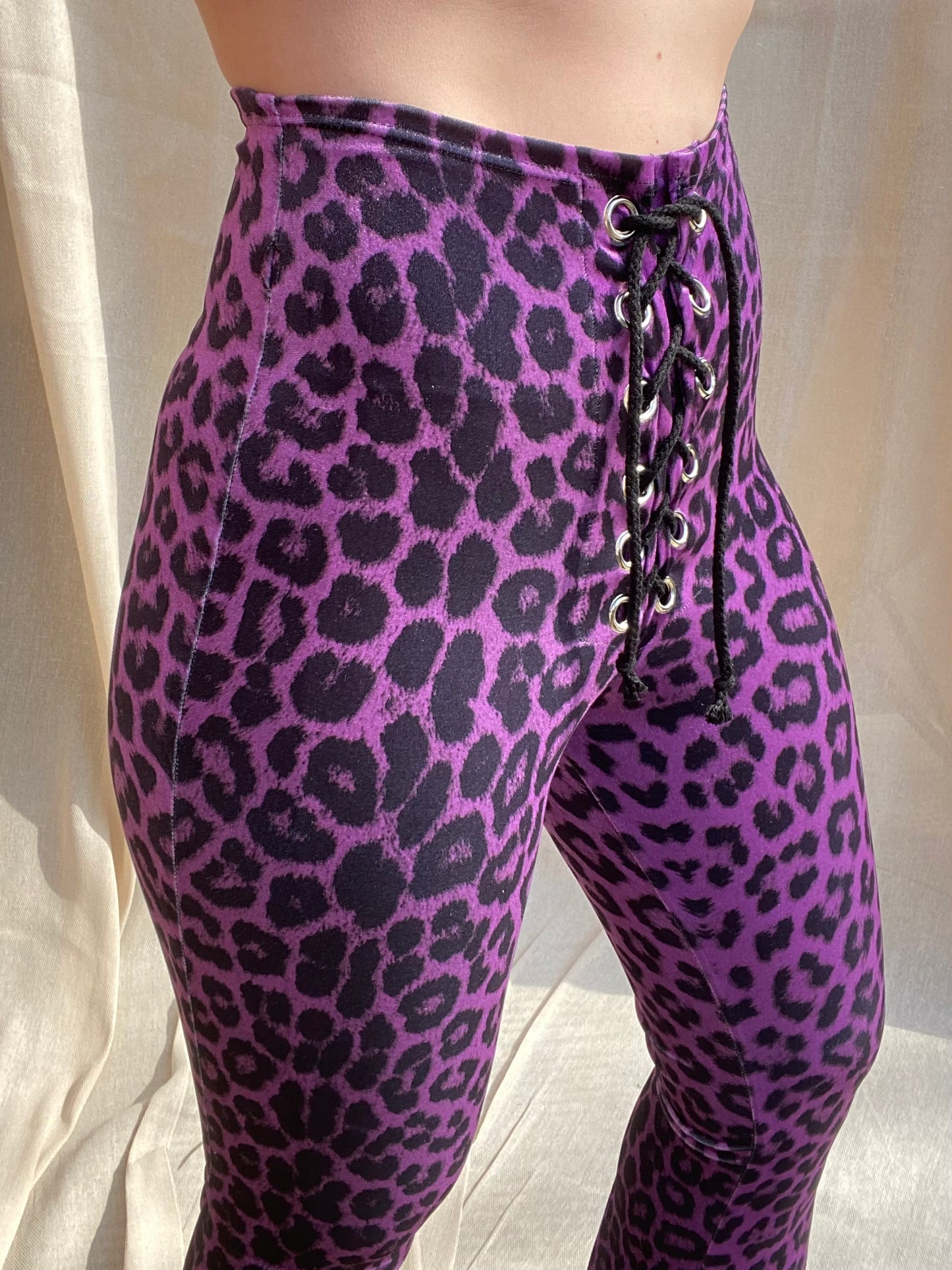 Stevie Flared Trousers - Purple Leopard