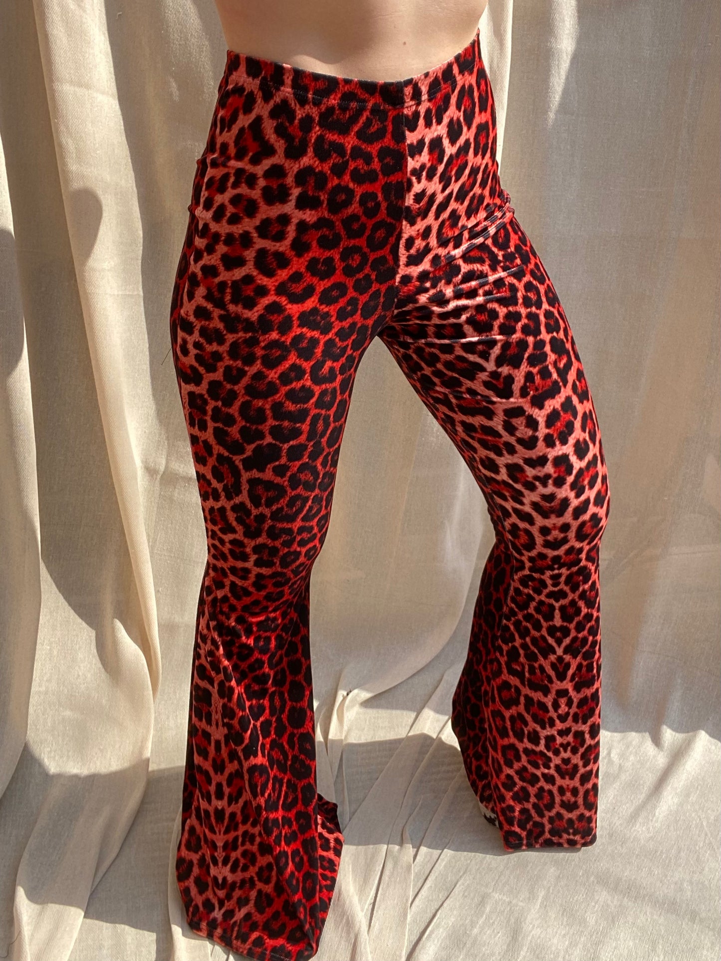 Flared Trousers - Red Leopard