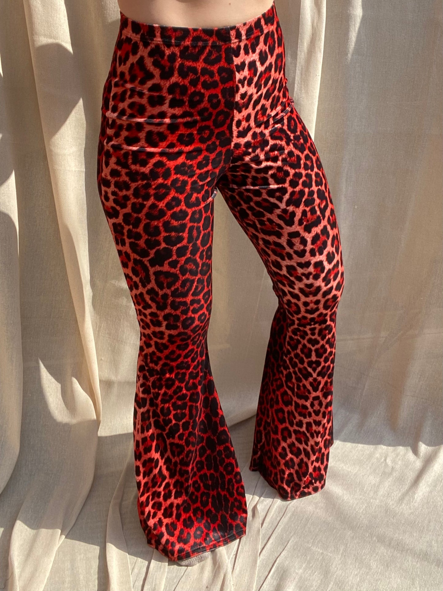 Flared Trousers - Red Leopard