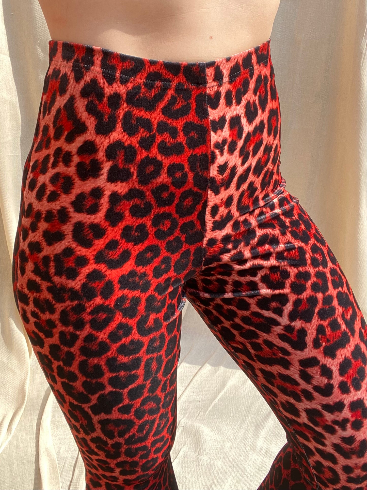 Flared Trousers - Red Leopard